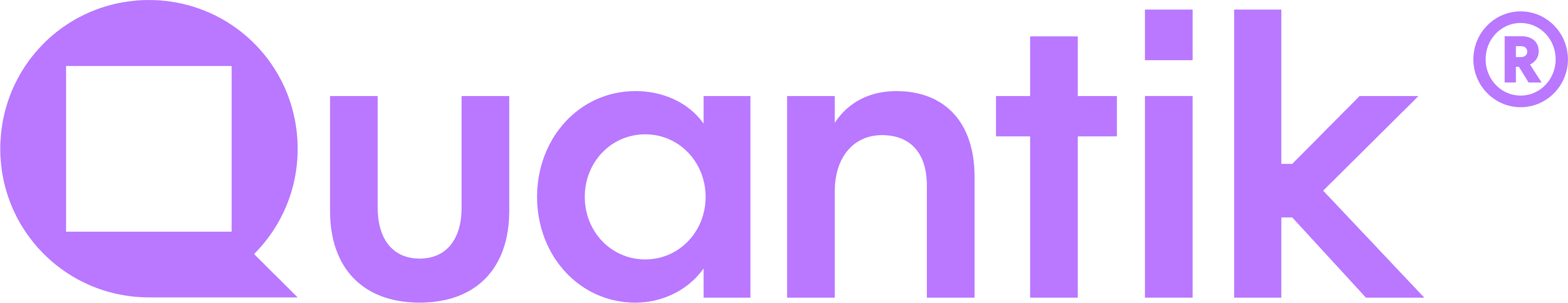 The Quantik logotype in Lavanda, with the registered mark