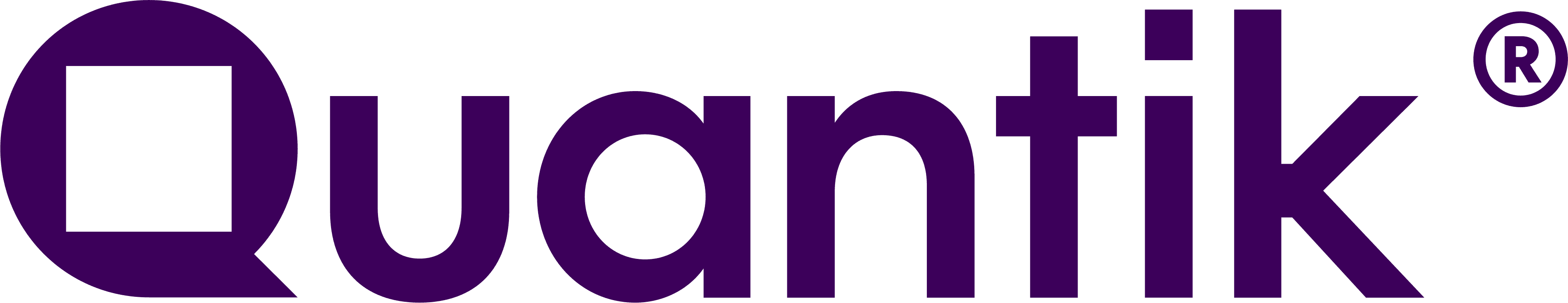 The Quantik logotype in Uva, with the registered mark